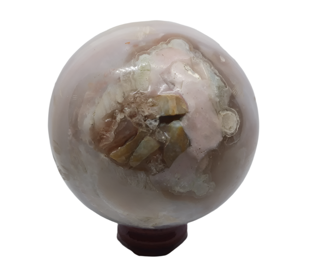 659G Cherry Flower Agate Crystal Sphere