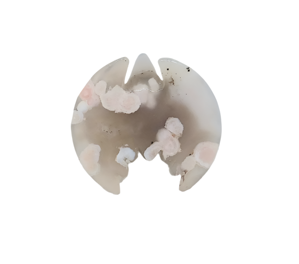 Flower Agate Crystal Bat Carving
