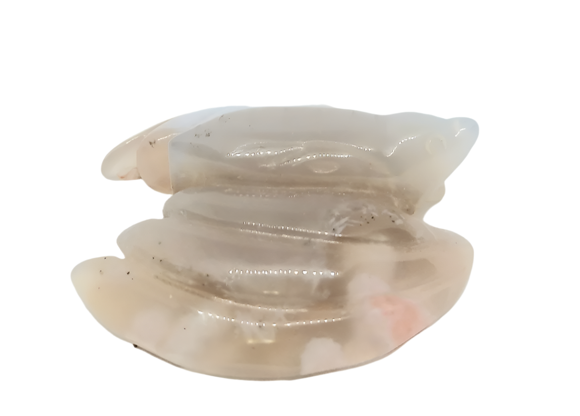 Flower Agate Crystal Bat Carving