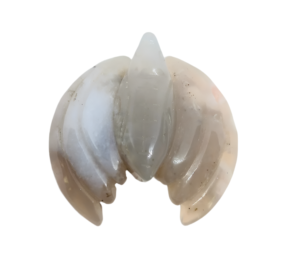 Flower Agate Crystal Bat Carving