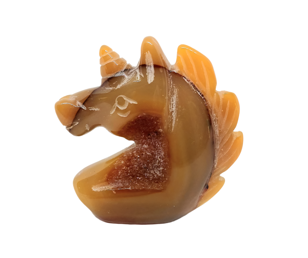 Druzy Agate Unicorn Carving