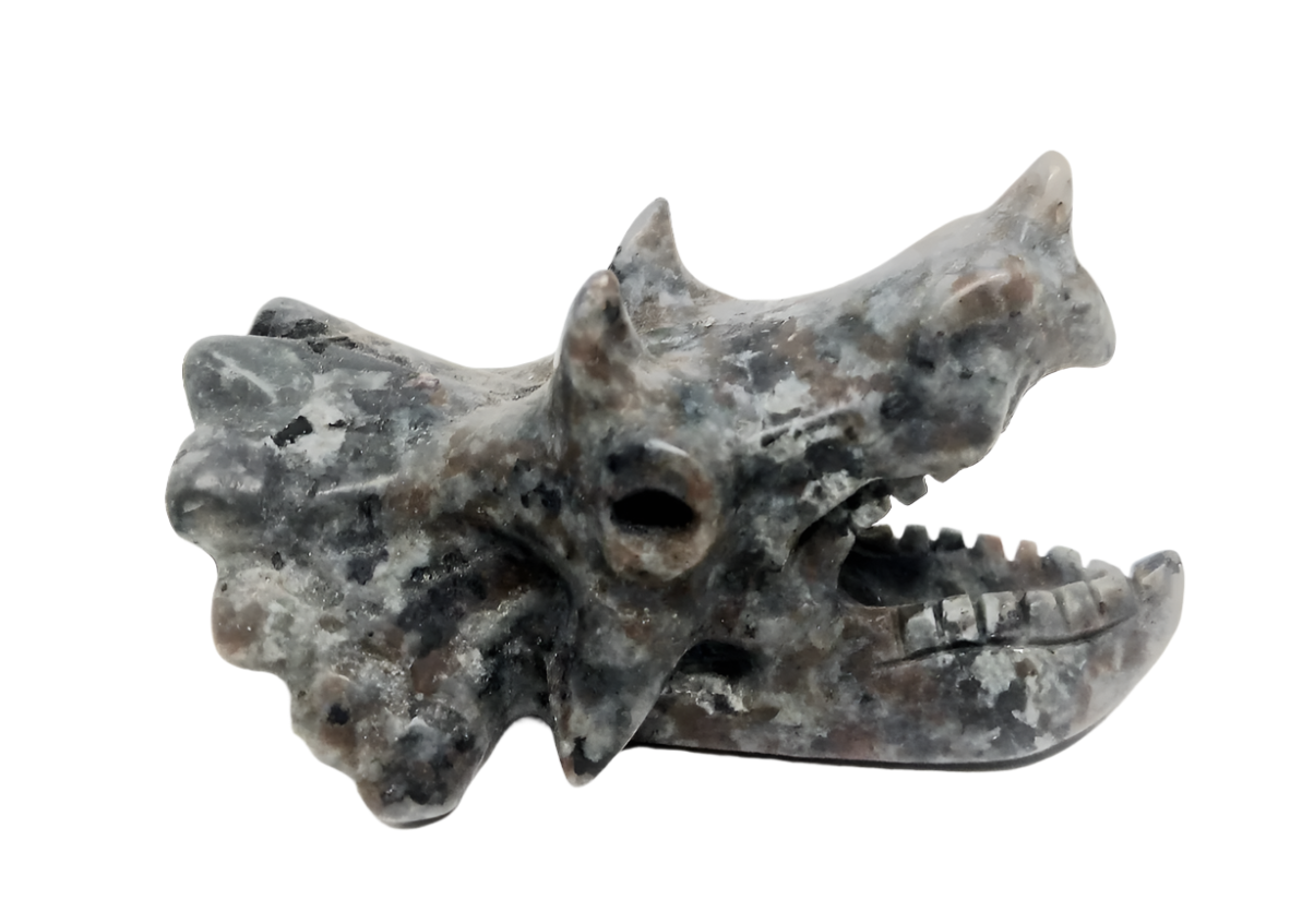 Yooperlite Crystal Triceratops Head Carving