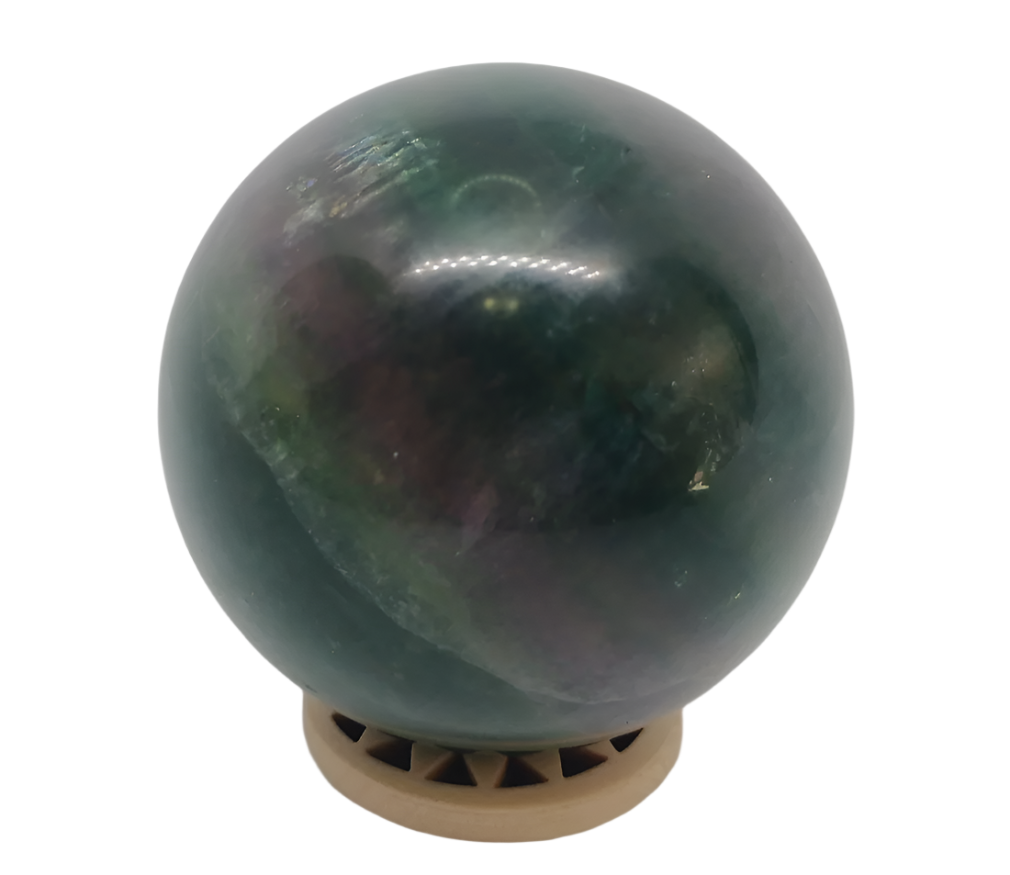 317G Colorful Fluorite Crystal with Mica Sphere