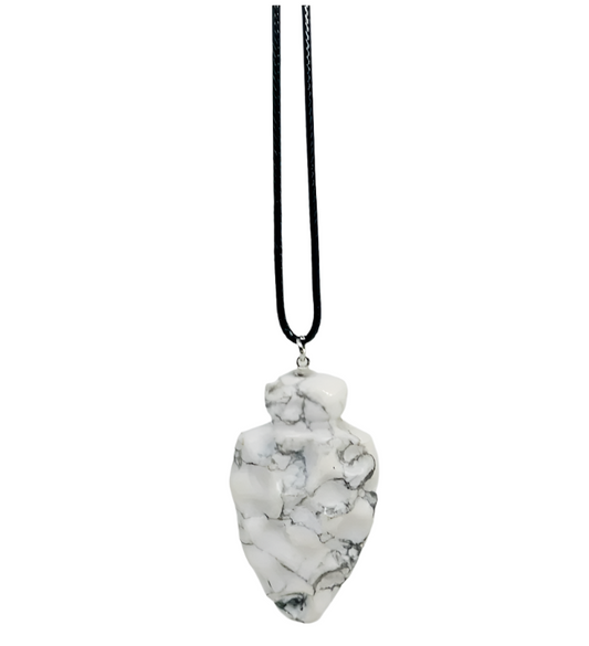 Howlite Crystal  Fleinn Arrowhead Pendant Necklace