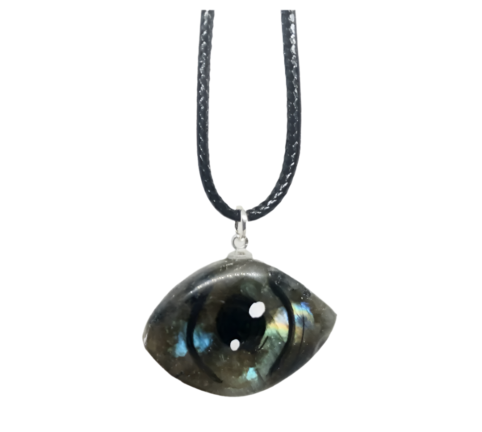 Labradorite Crystal Evil Eye Pendant Necklace