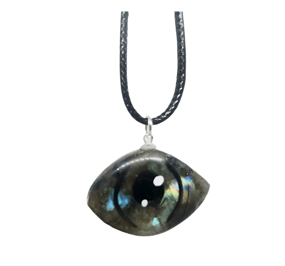 Labradorite Crystal Evil Eye Pendant Necklace