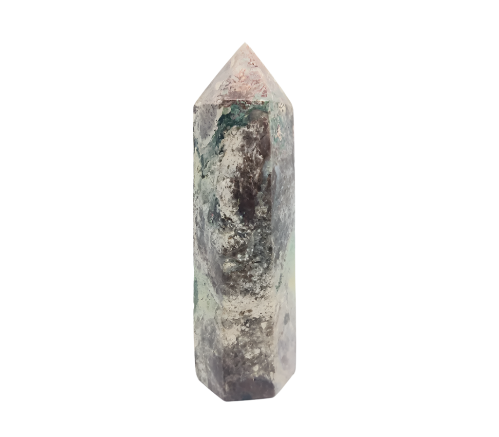 90G Green Flower Jasper Crystal Tower