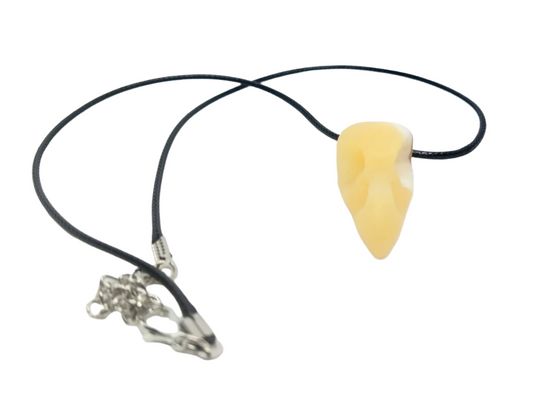 Yellow Calcite Crystal Raven Skull Pendant Necklace