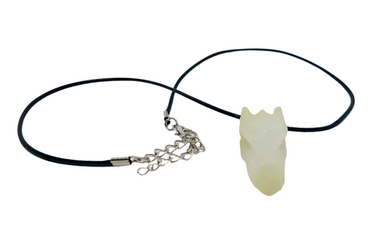 Lemon Calcite Crystal Dragon Head Pendant Necklace