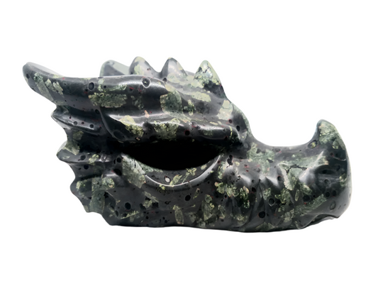 2.4lbs Green Porphyry Stone Dragon Head