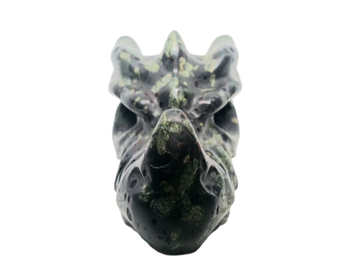2.4lbs Green Porphyry Stone Dragon Head