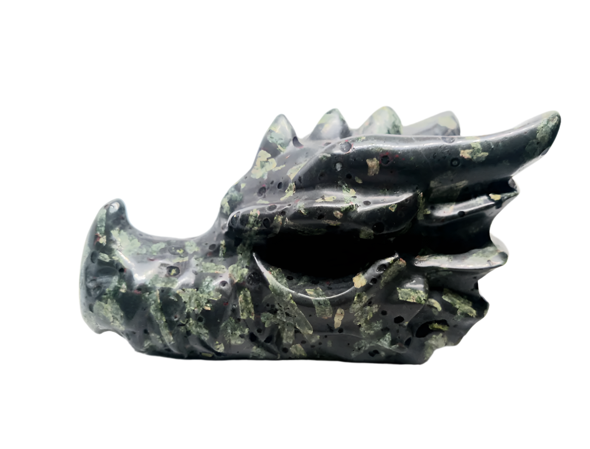 2.4lbs Green Porphyry Stone Dragon Head