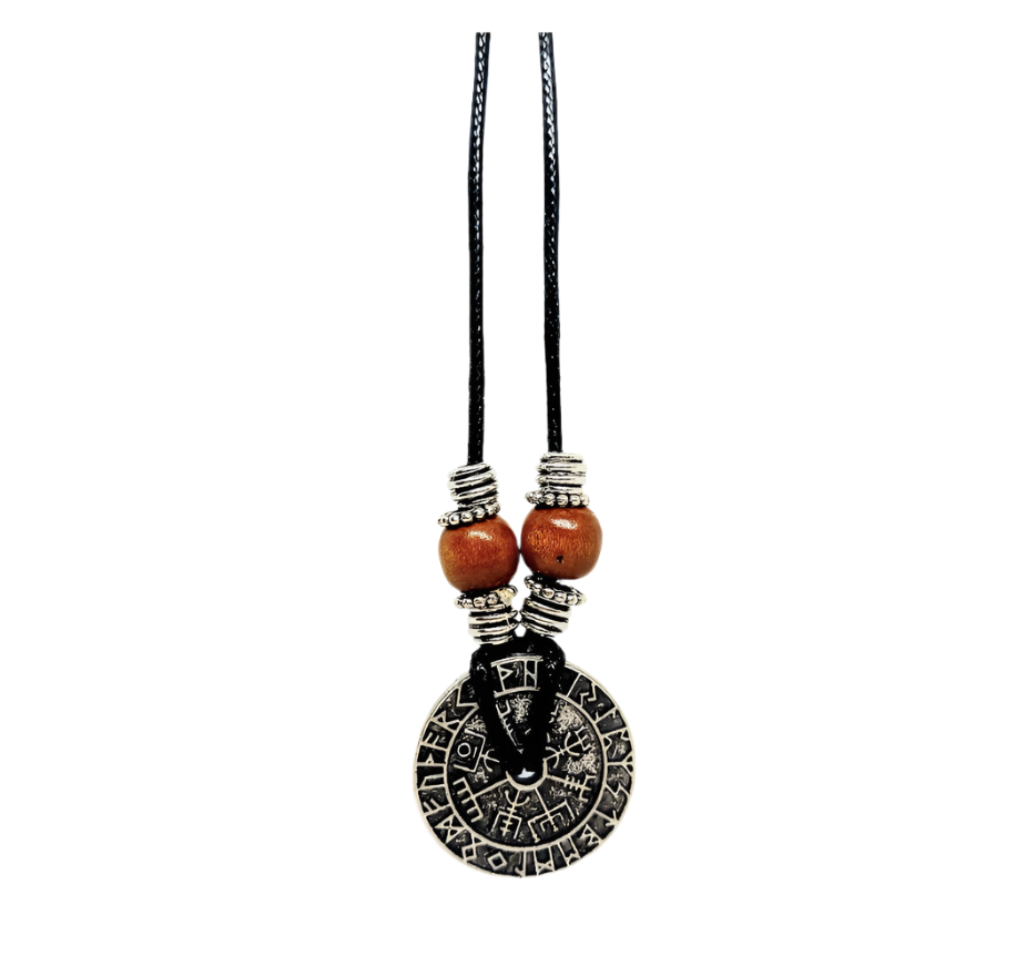 Vegvisir Pendant Necklace with Norse Elder Futhark Runes