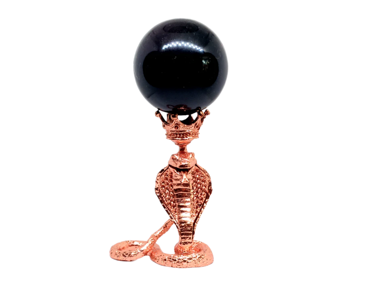 Metal King Cobra Snake Crystal Sphere Holder