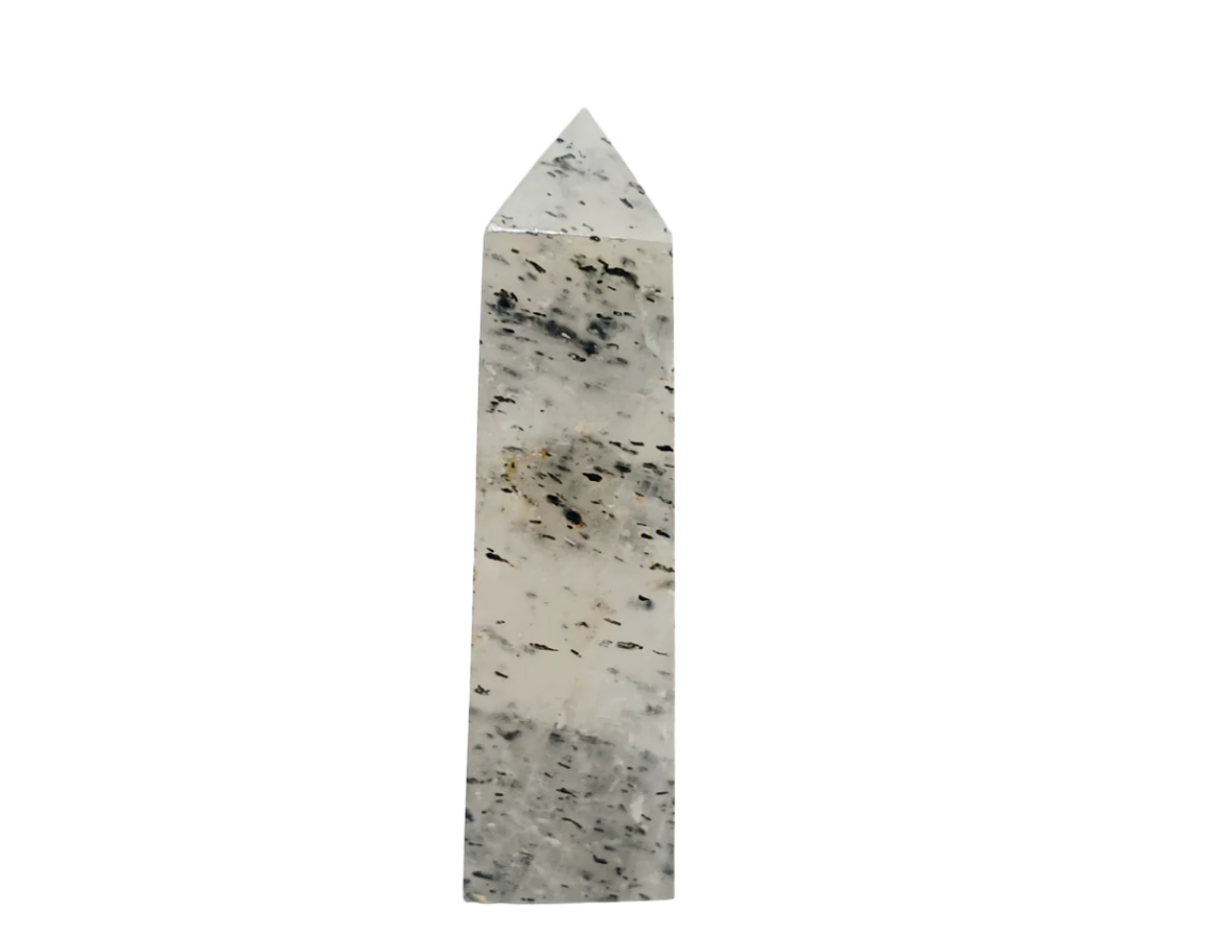 84G Green Tourmaline in Quartz Crystal Tower