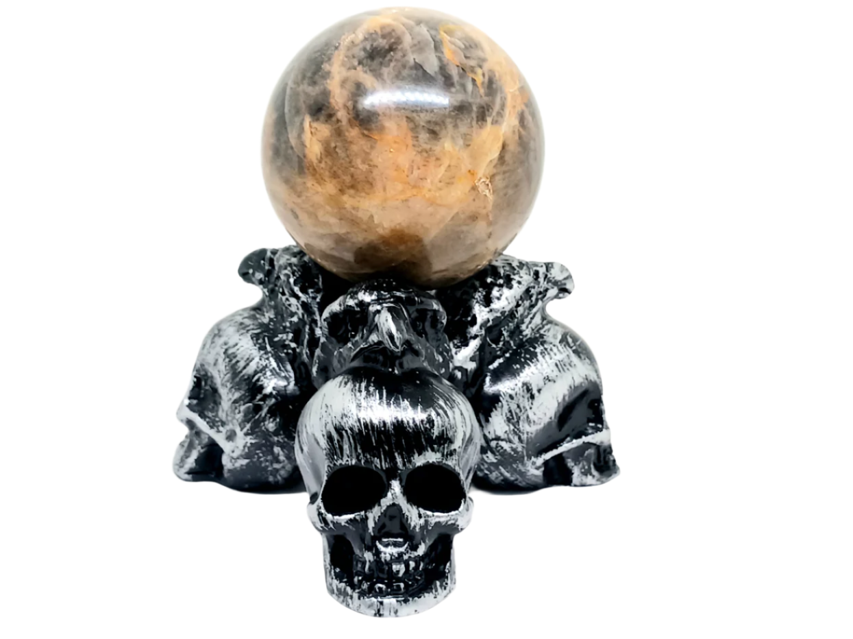 Resin Skulls and Ravens Crystal Sphere Holder