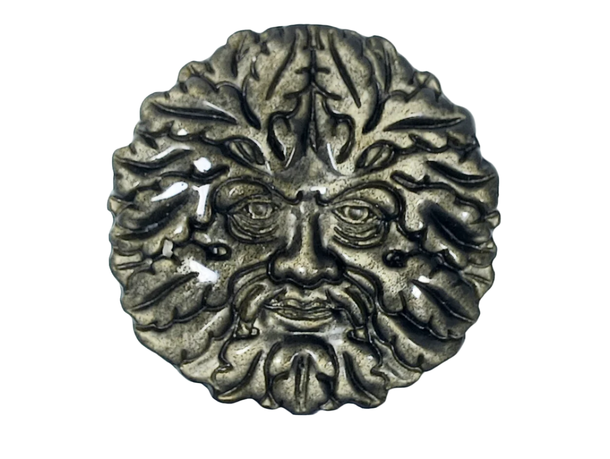 Golden Obsidian Crystal Green Man Carving