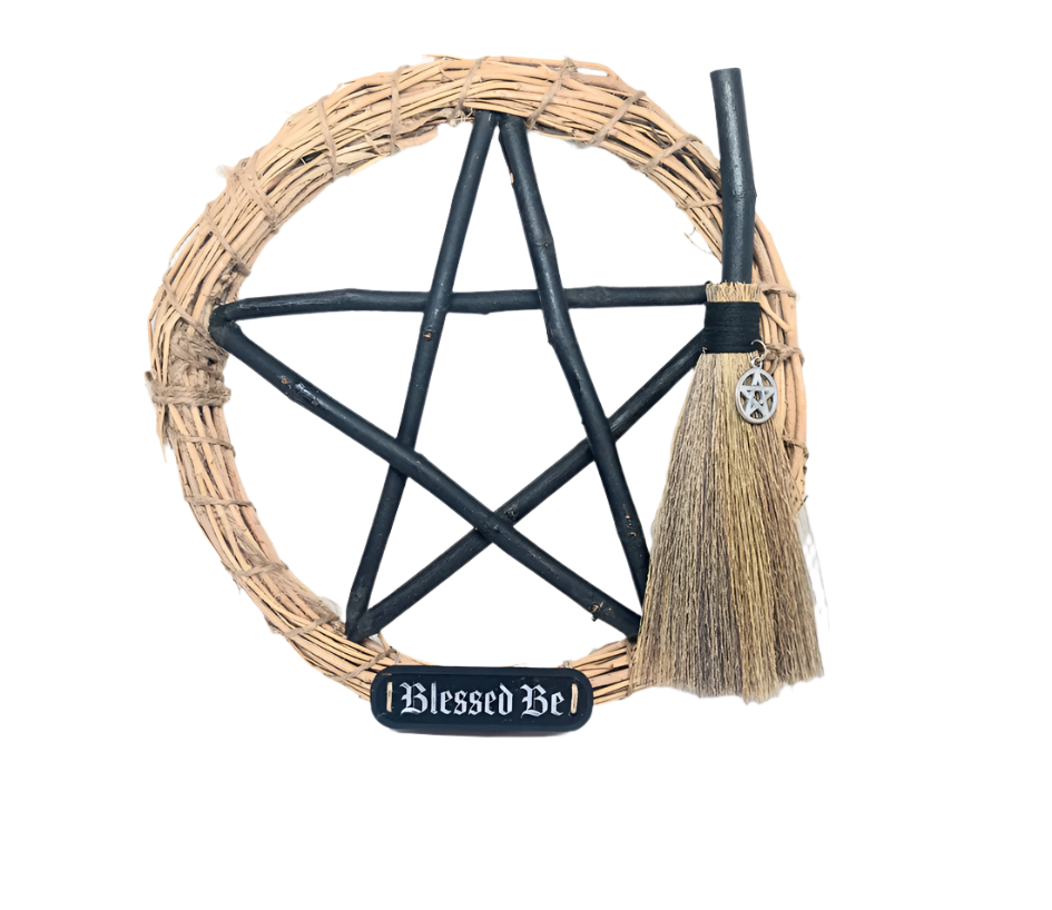 Pentagram "Blessed Be" Wreath