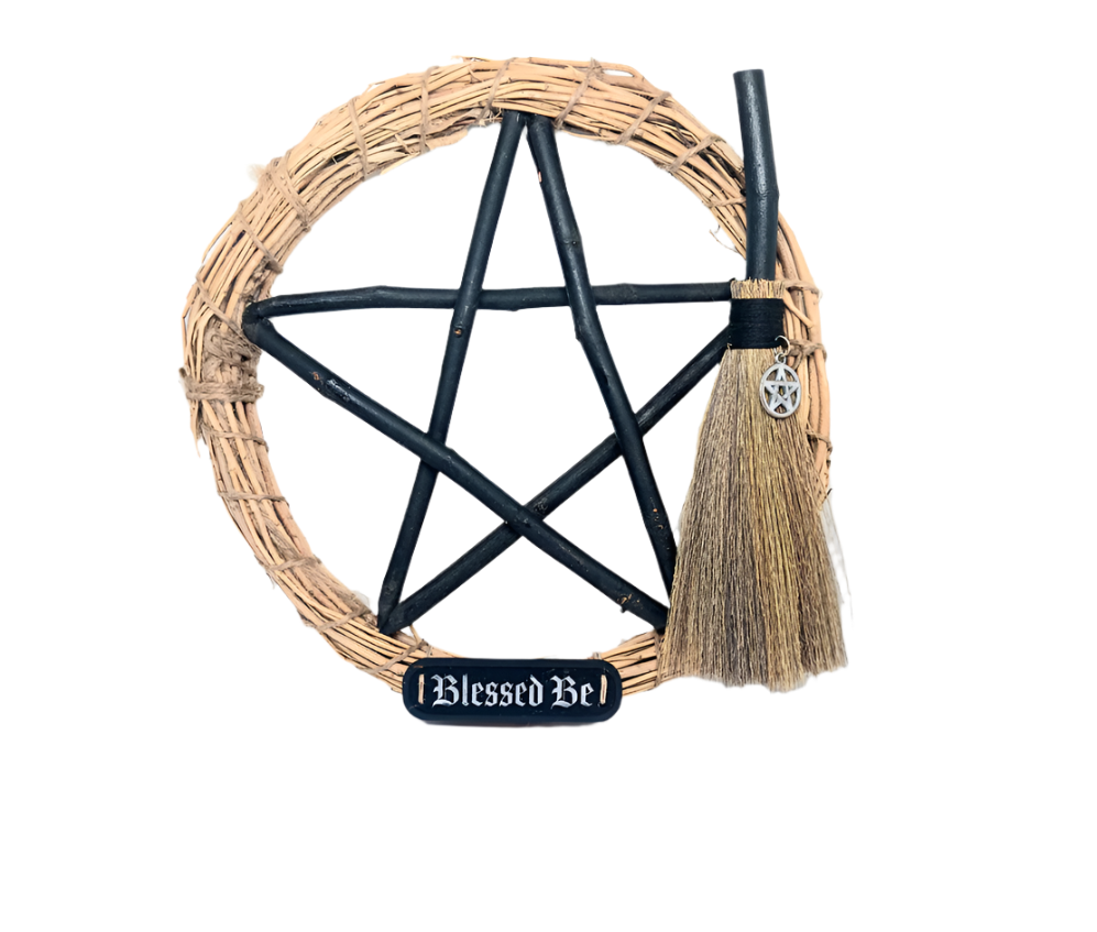 Pentagram "Blessed Be" Wreath