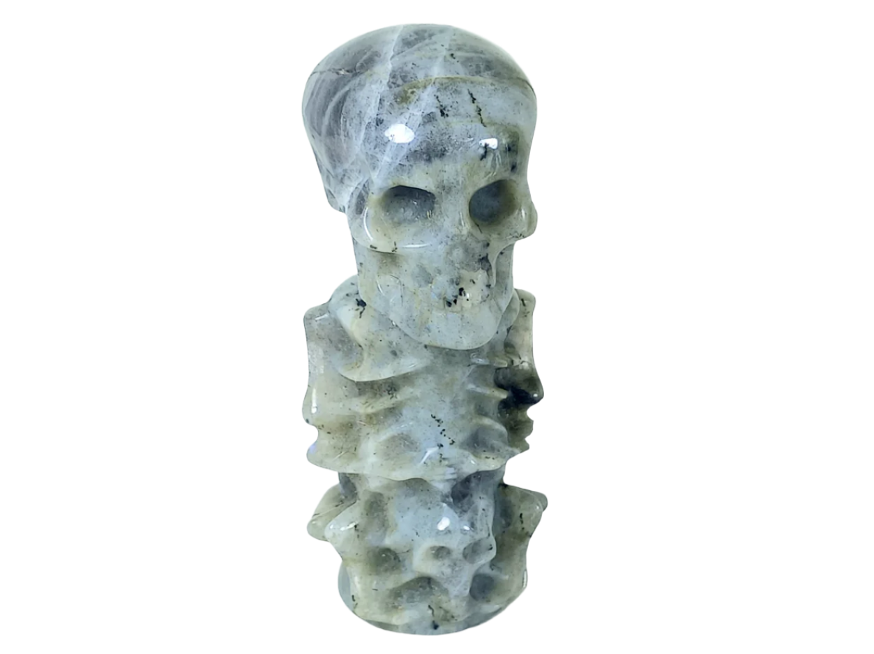 190G Labradorite Crystal Skull on Skull Carving