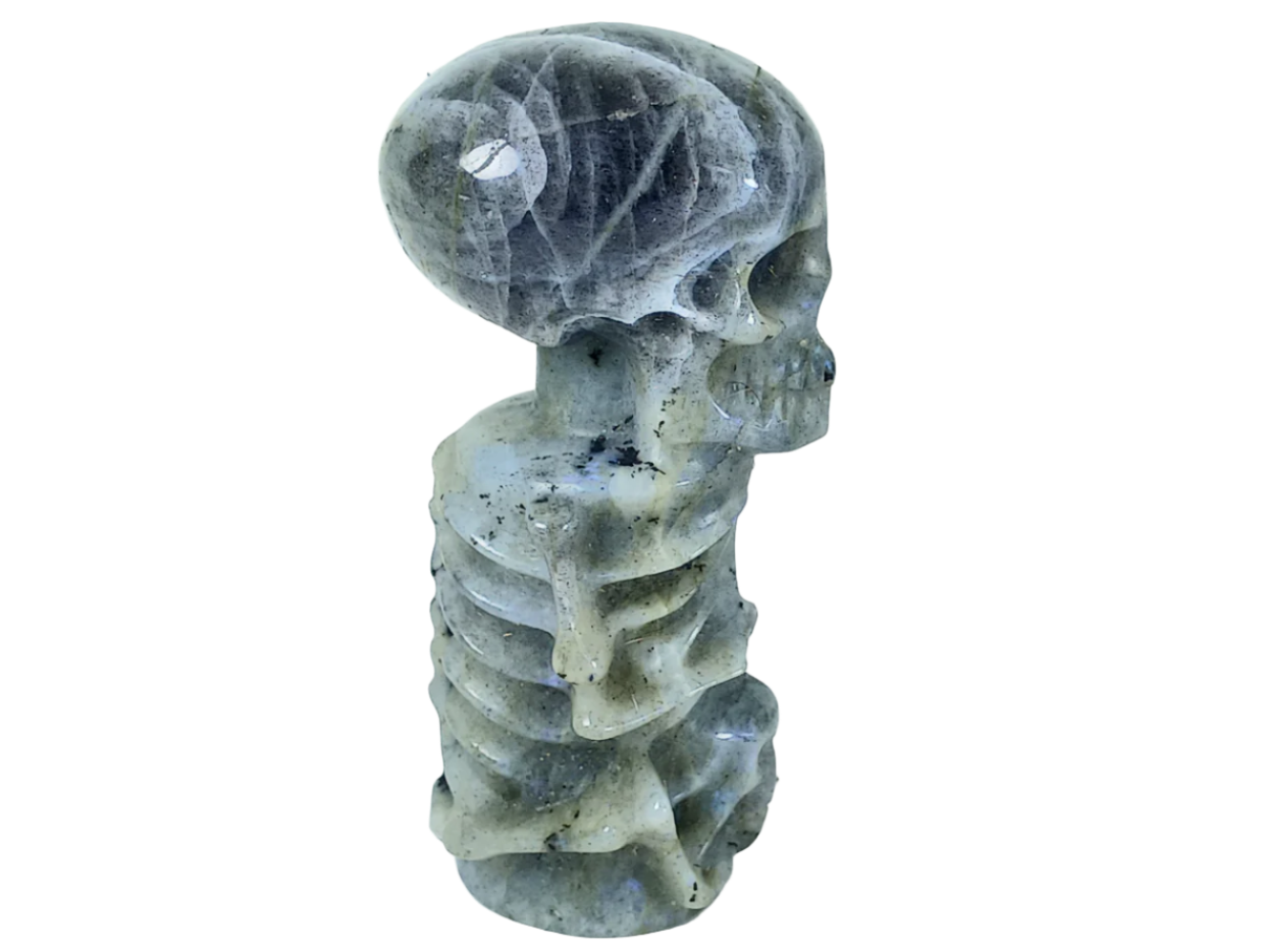 190G Labradorite Crystal Skull on Skull Carving