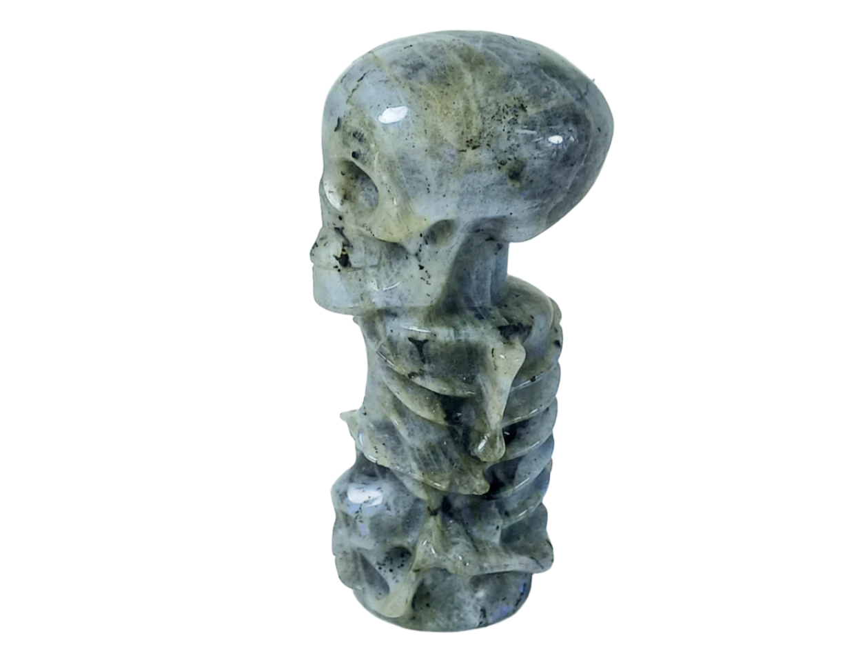 190G Labradorite Crystal Skull on Skull Carving