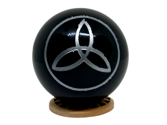 166G Obsidian Crystal Triquetra Sphere