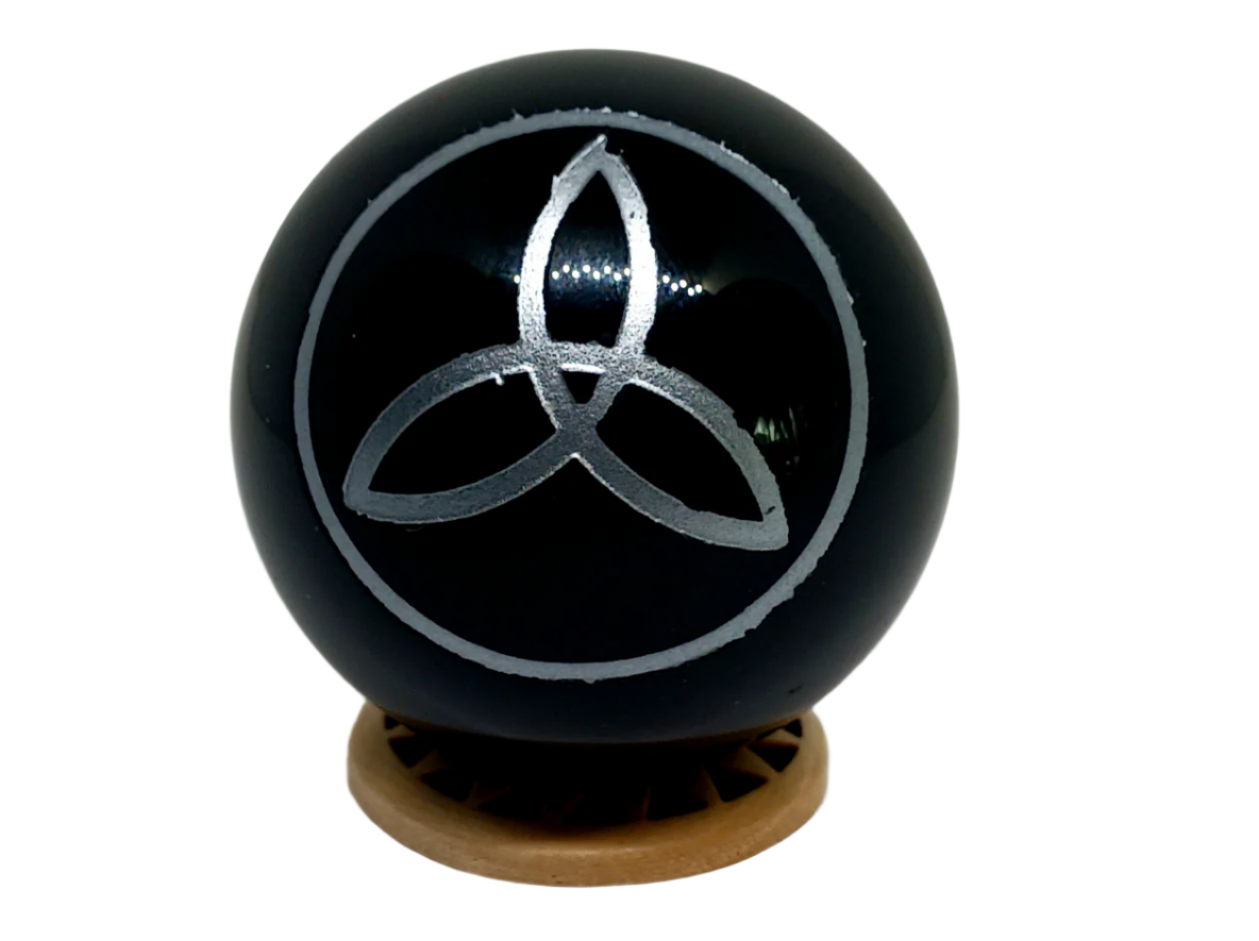 166G Obsidian Crystal Triquetra Sphere