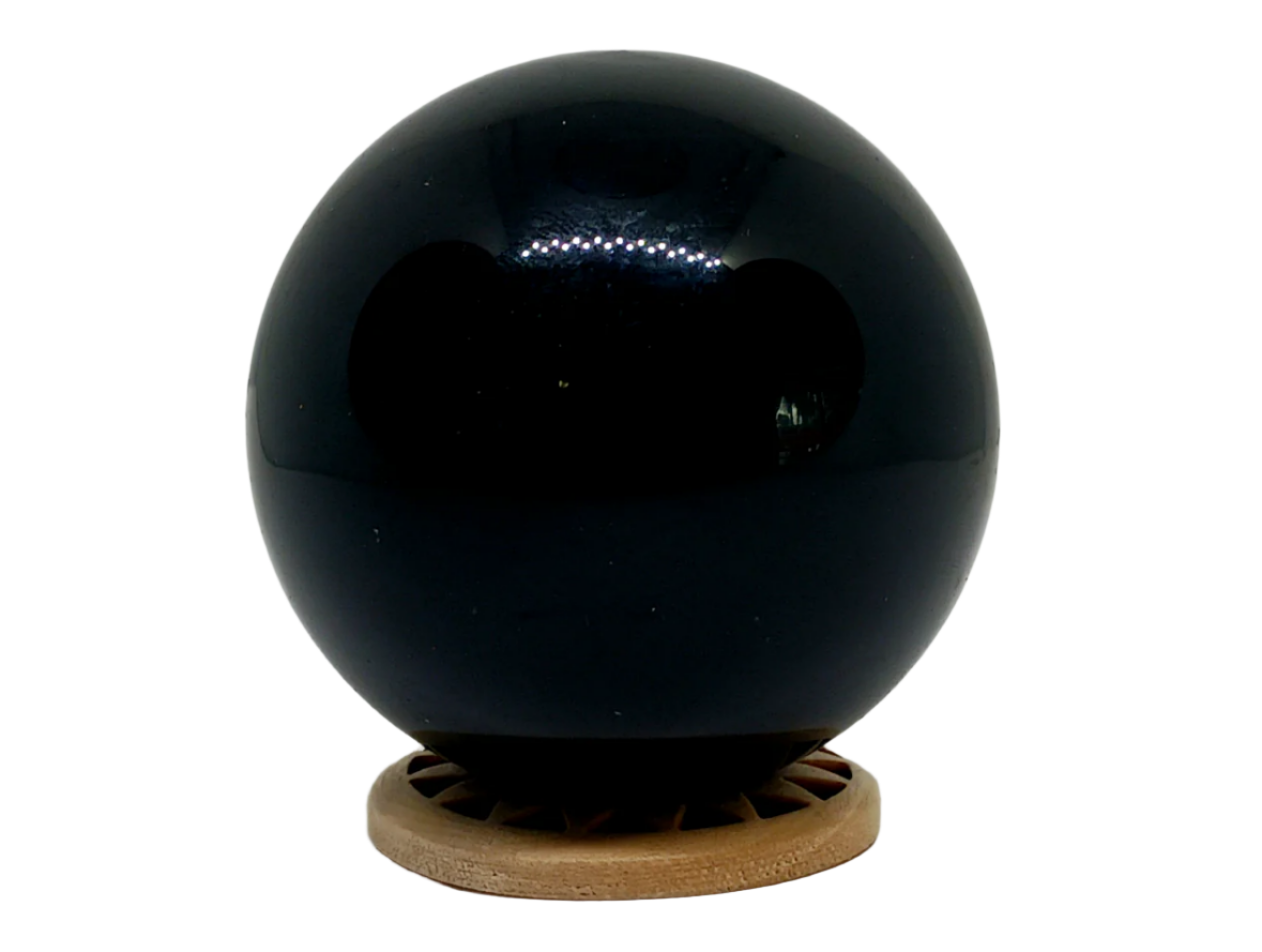 166G Obsidian Crystal Triple Moon Pentagram Sphere