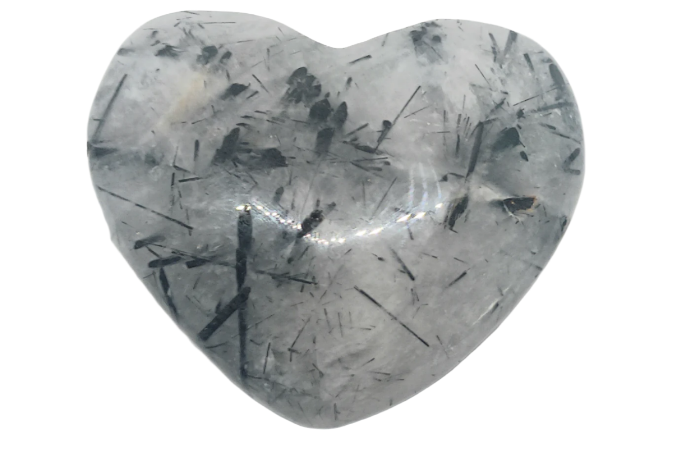 Black Tourmaline in Quartz Crystal Heart Carving