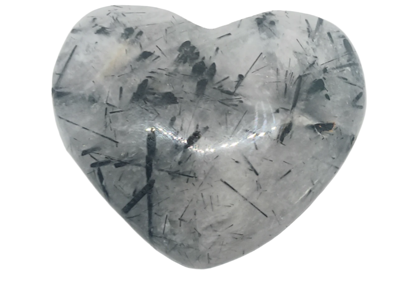 Black Tourmaline in Quartz Crystal Heart Carving