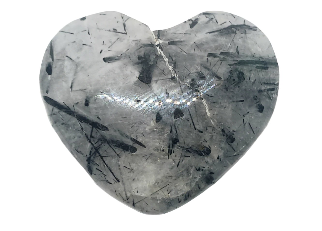Black Tourmaline in Quartz Crystal Heart Carving
