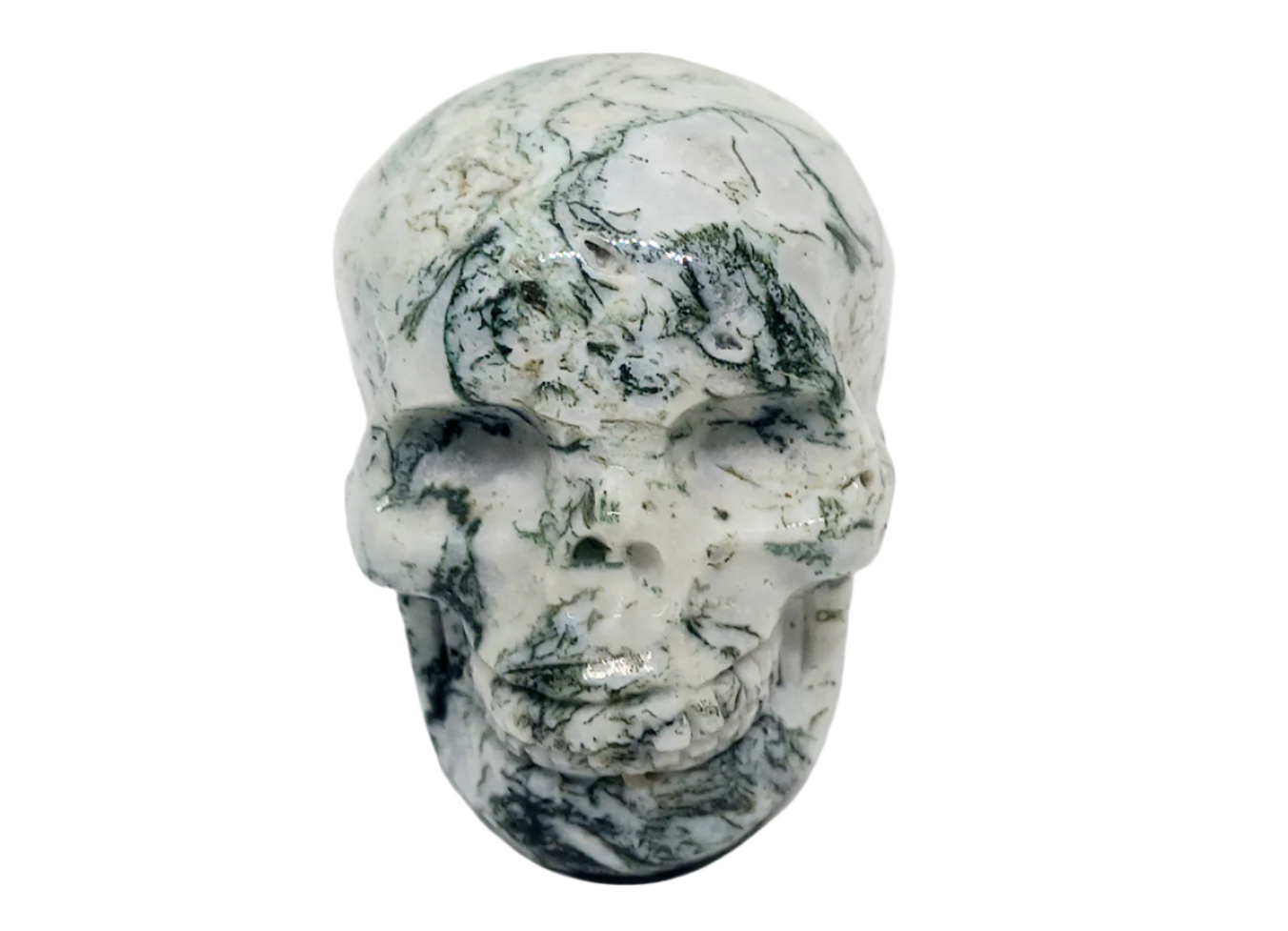 117G Moss Agate Crystal Skull