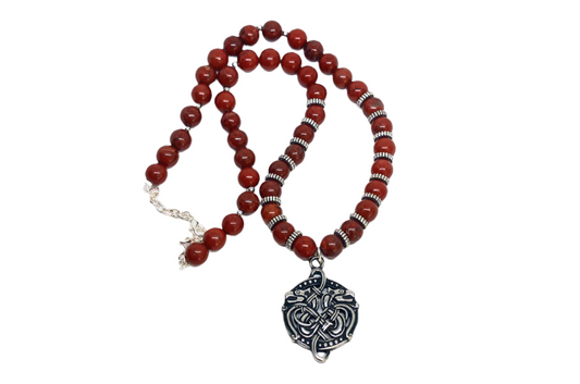 Jormungandr and Fenrir Pendant necklace with Red Jasper Crystal