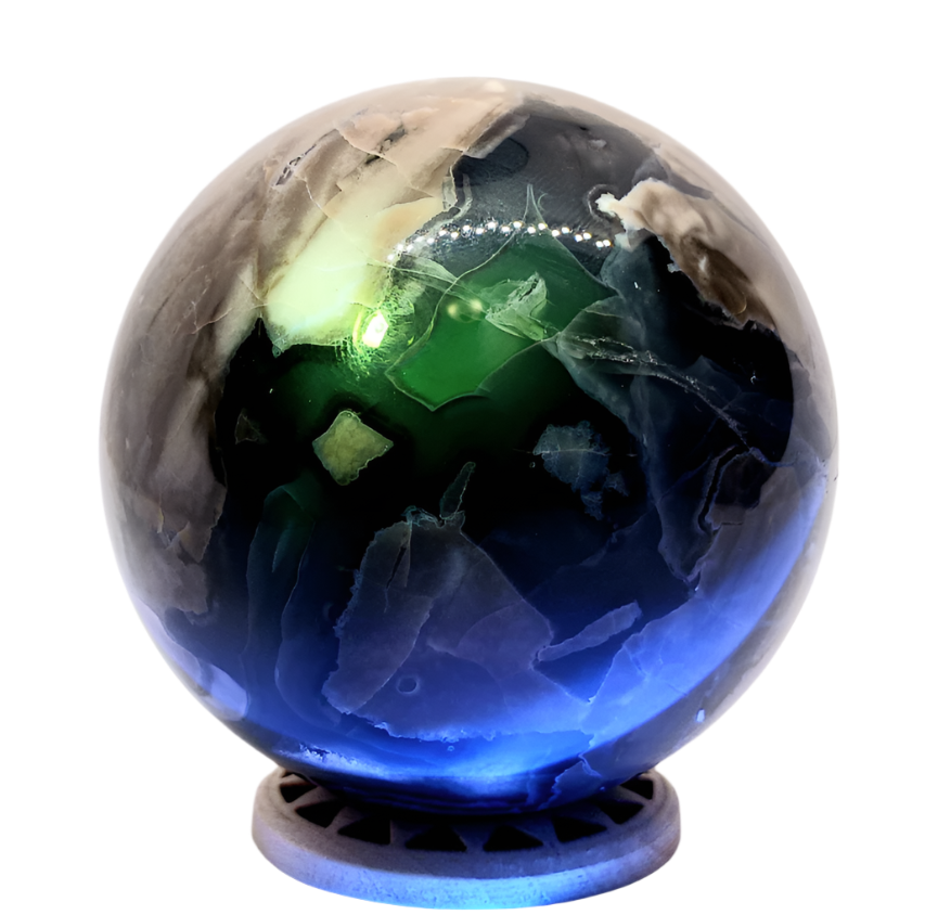 252G Volcanic Agate Crystal Sphere