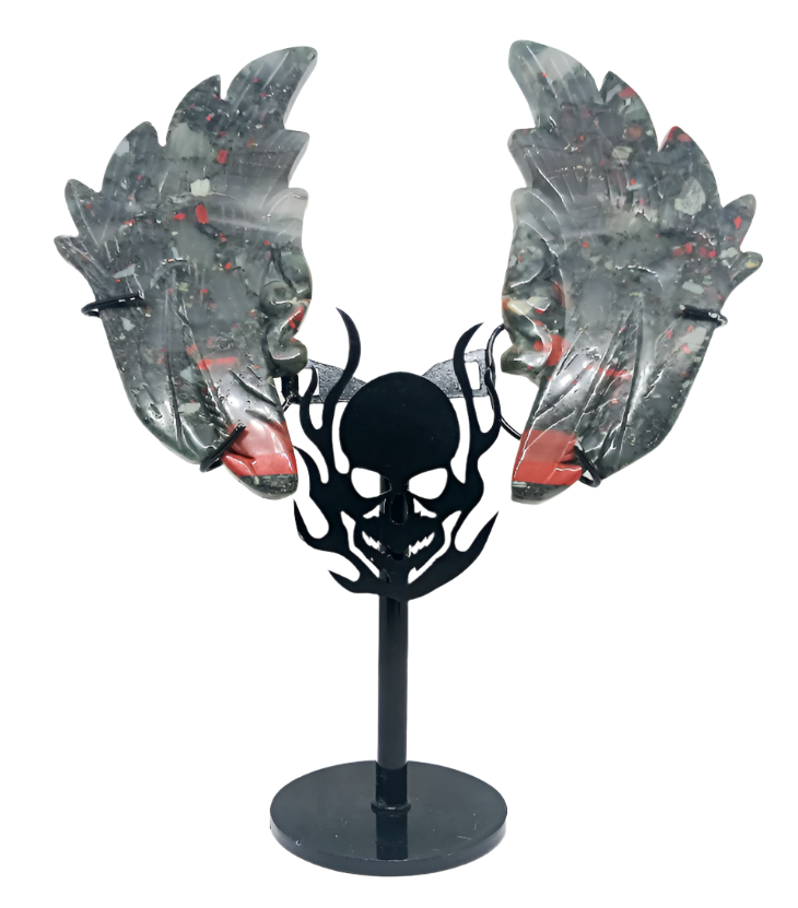 African Bloodstone Crystal Wolf Wings
