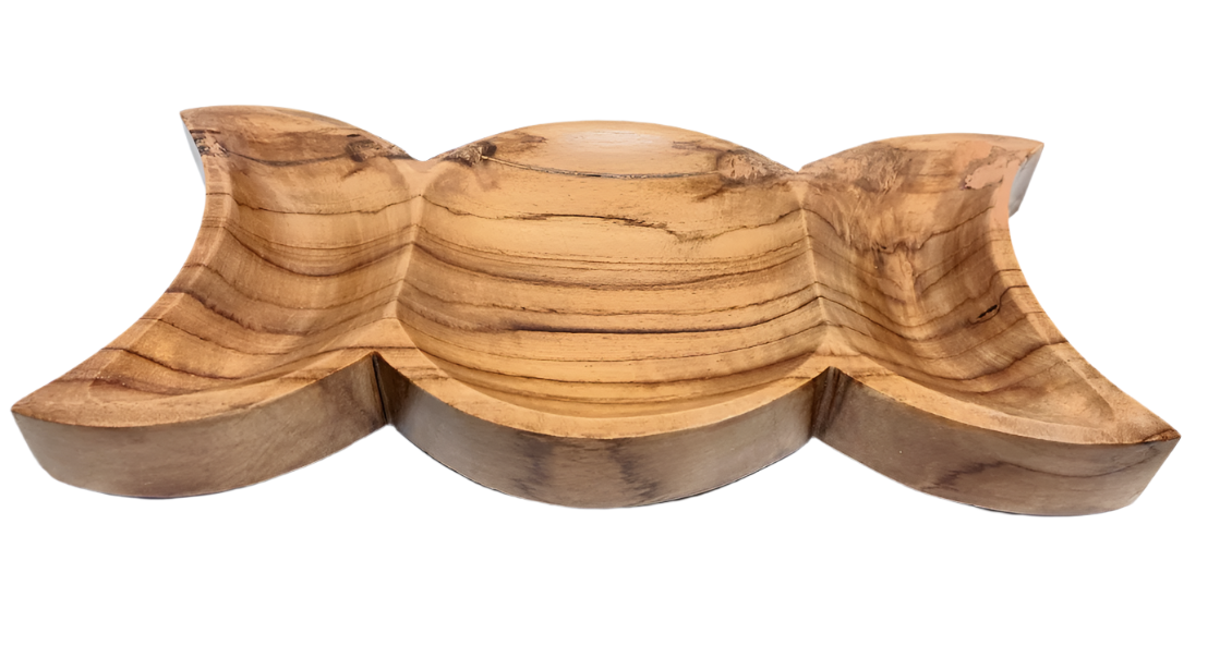 Handmade Teak Wood Triple Moon Altar Bowl