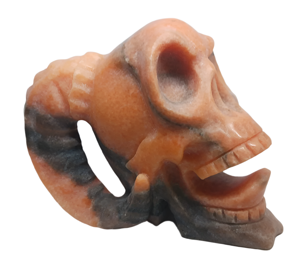 3.8lbs Sunstone Crystal Horned Skull