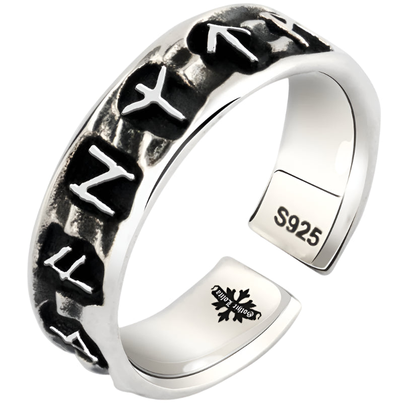 Handmade 925 Sterling Silver Norse Elder Futhark Runes Ring