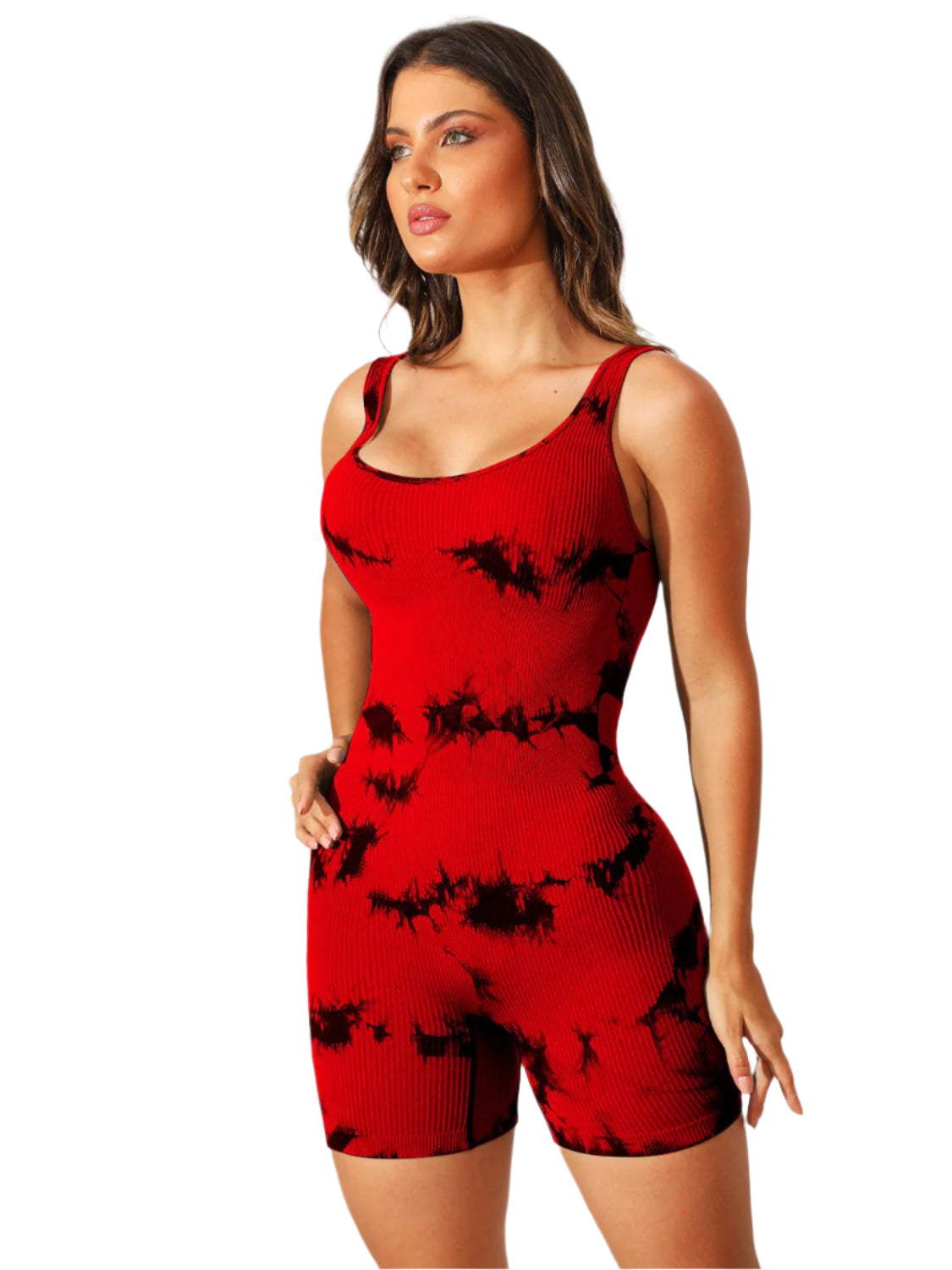 Tie-Dye Wide Strap Active Romper