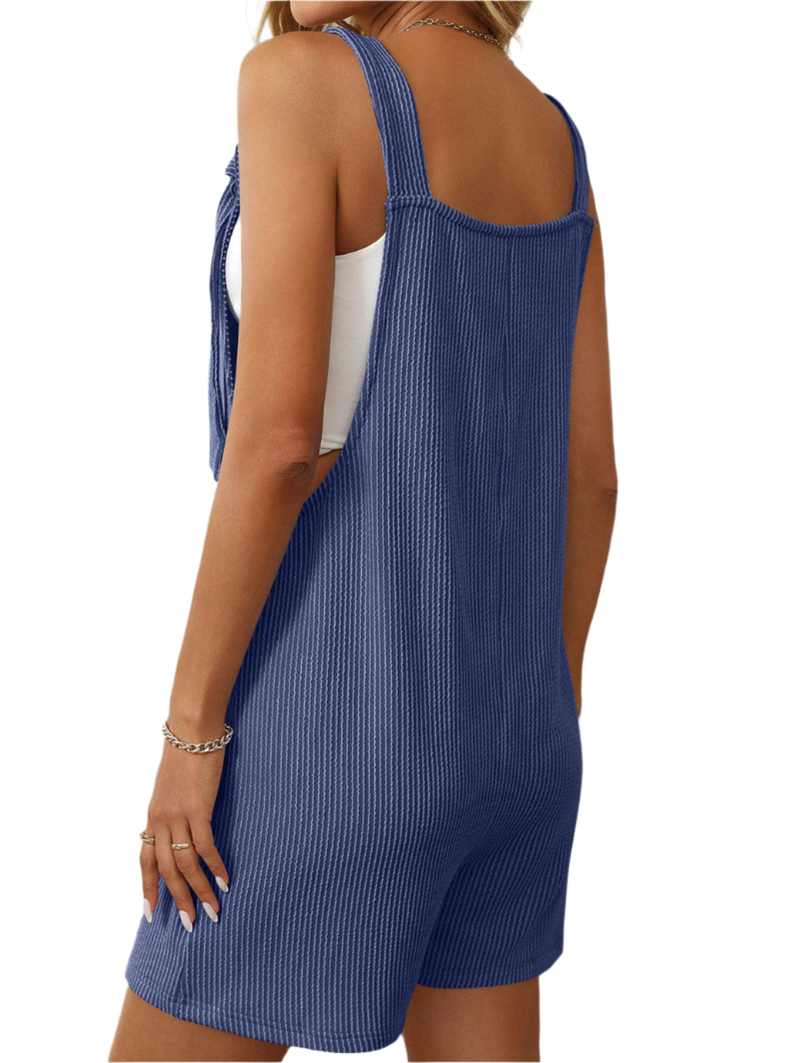 Mandy Texture Adjustable Strap Overalls with Pockets