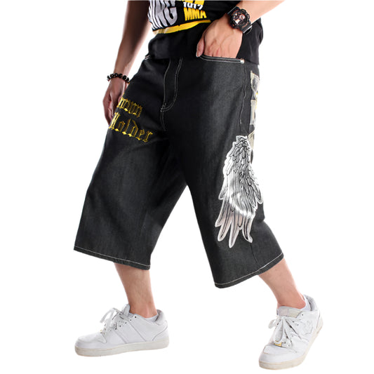 Men's Embroidered Denim Shorts