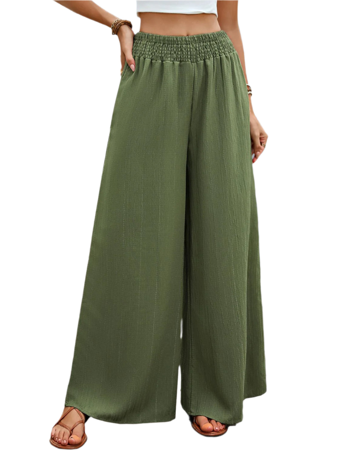 Perfee Smocked Wide Leg Pants