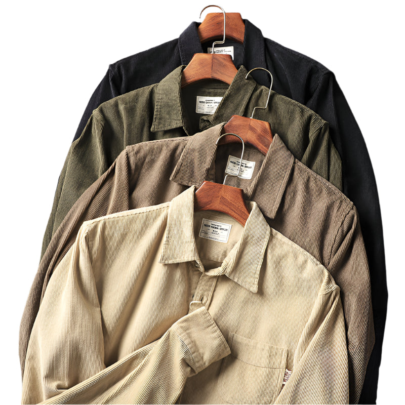 Men's Washed Corduroy Long Sleeve Shirt
