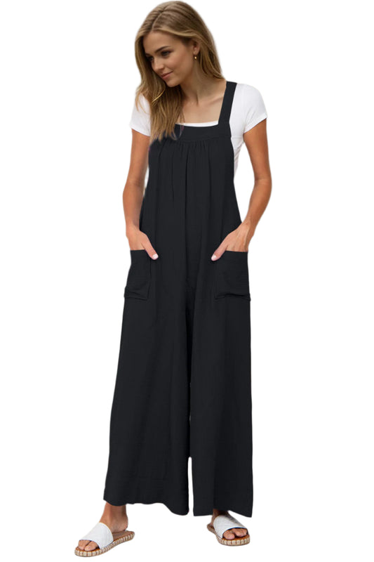Double Take Full Size Wide Leg Overalls with Pockets