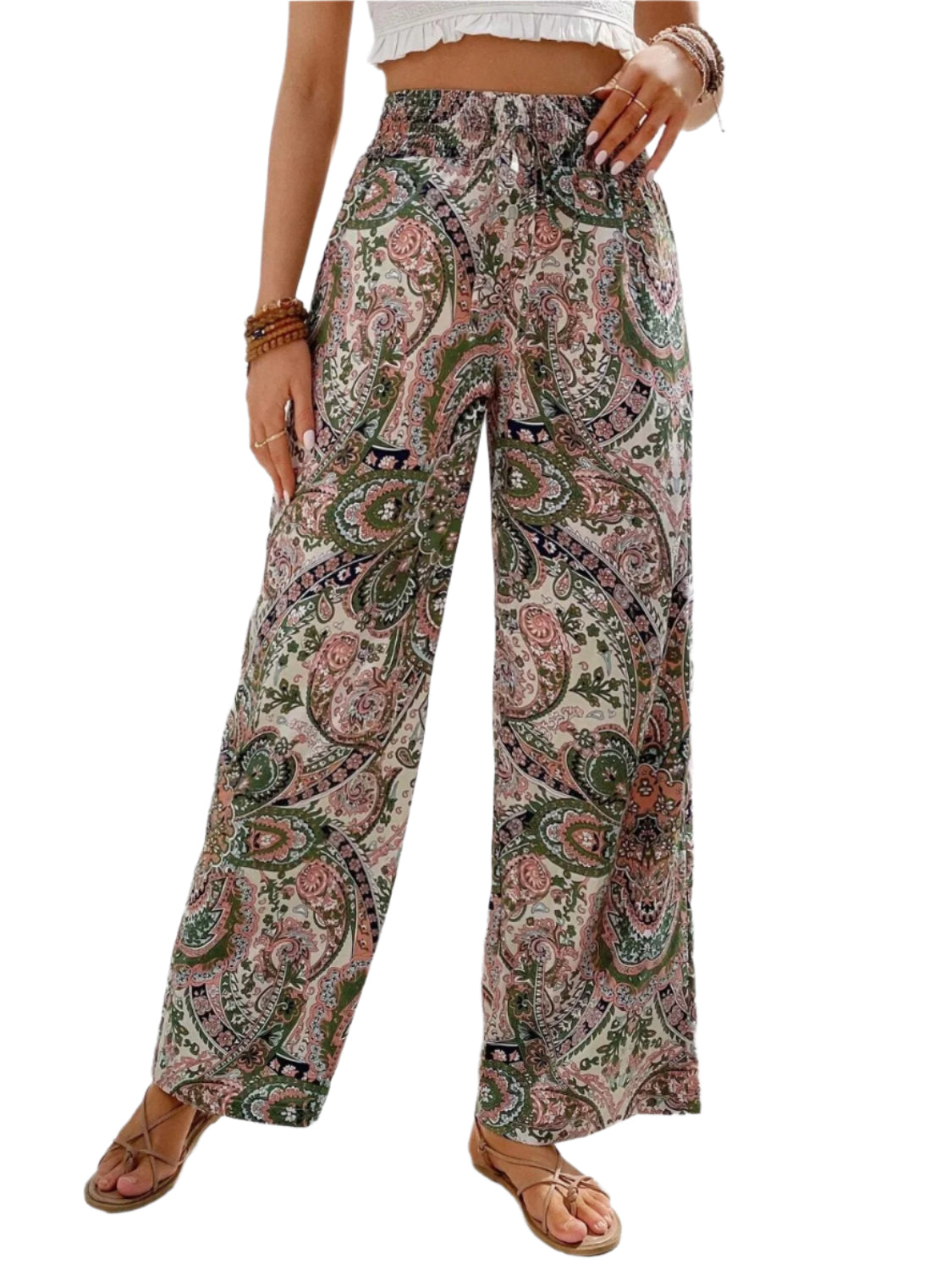 Printed Wide Leg Pants