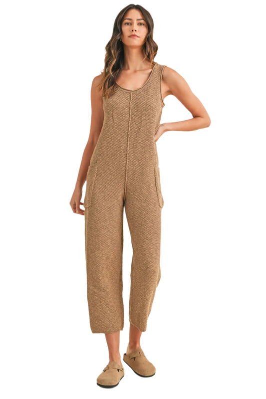 MABLE Sleeveless Knit Crop Jumpsuit with Pockets