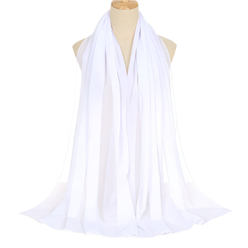Pearl Chiffon Solid Color Rectangular Scarf