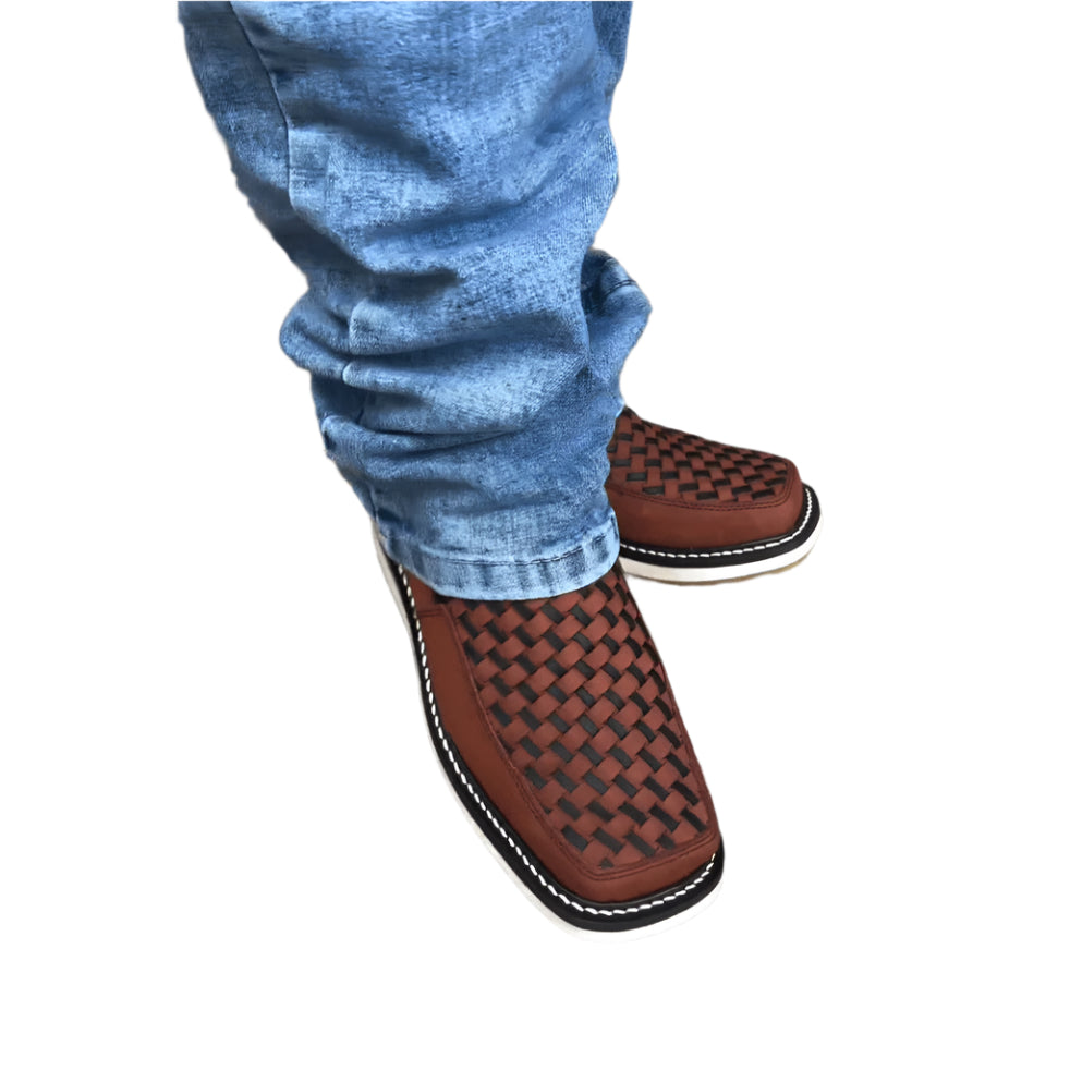 Men's Hand Woven PU Leather Walking Boots