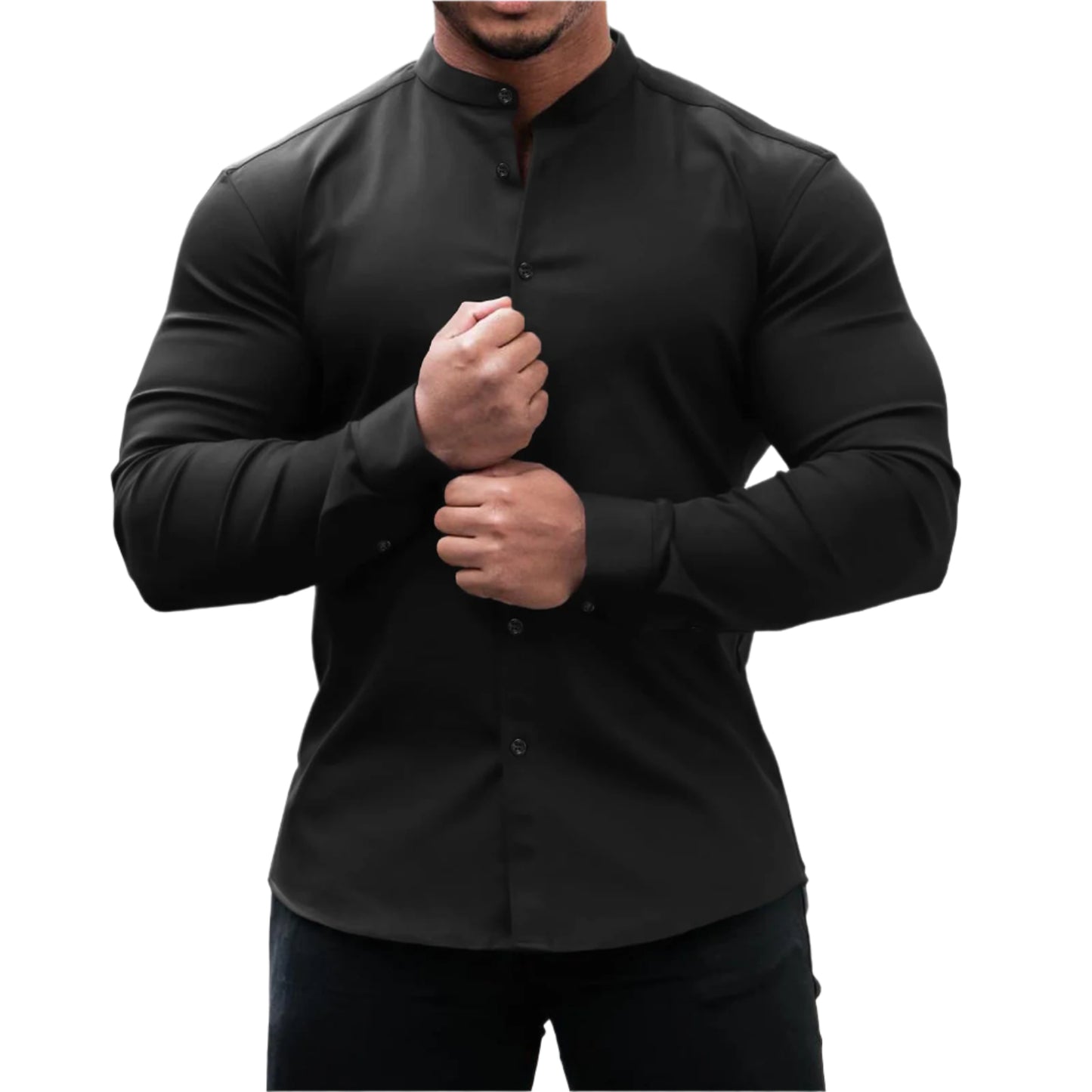 Men's Round Collar Button Down Shirt